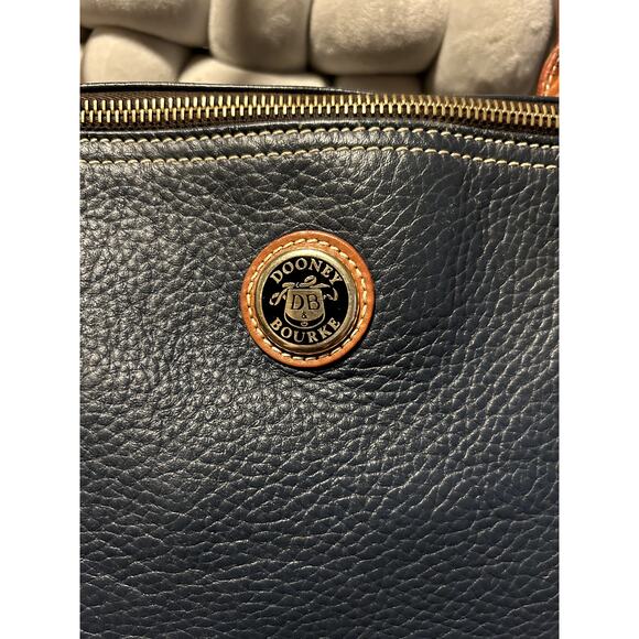 Vintage Dooney and Bourke Double Handle Satchel Navy and Tan - Picture 2 of 9